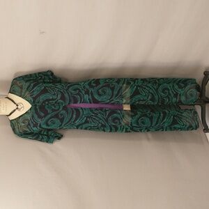 Phool Beach Cover Up Sheer Long Maxi w/ Slits Lounge Pool Beach Lg Teal & Black
